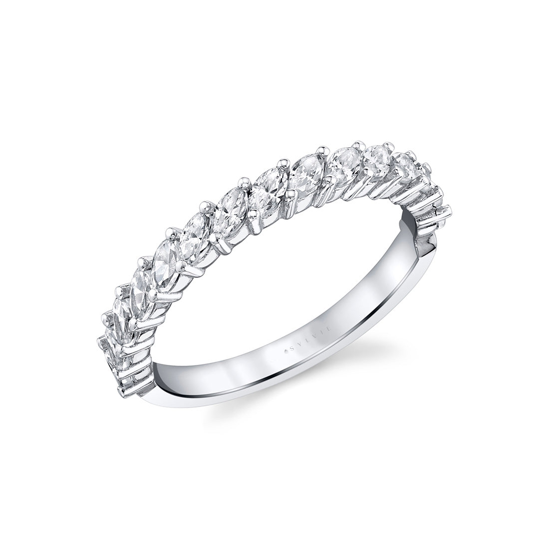 Angled Marquis Cut Diamond Wedding Band