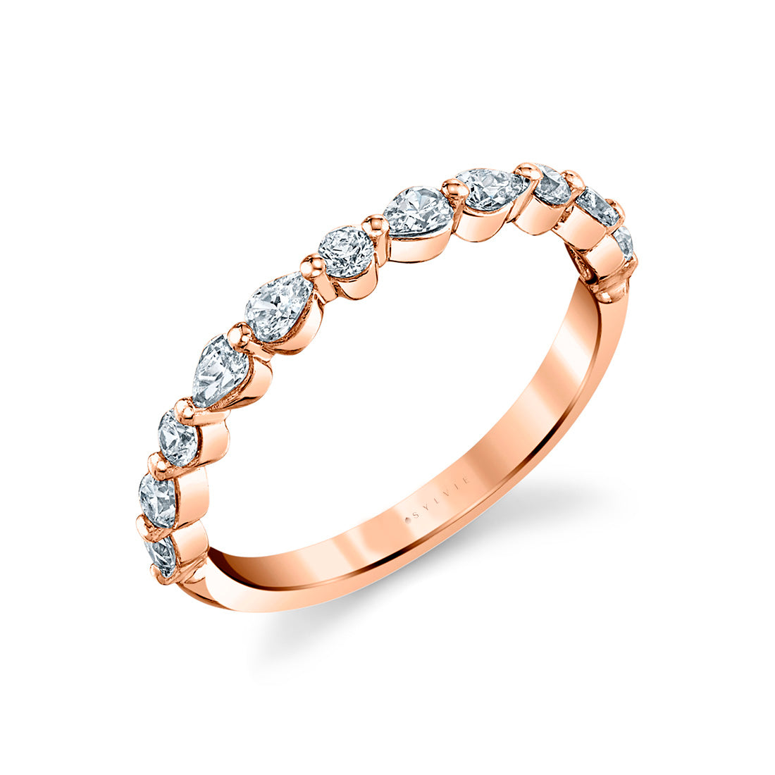 Alternating Pear and Round Cut Wedding Band