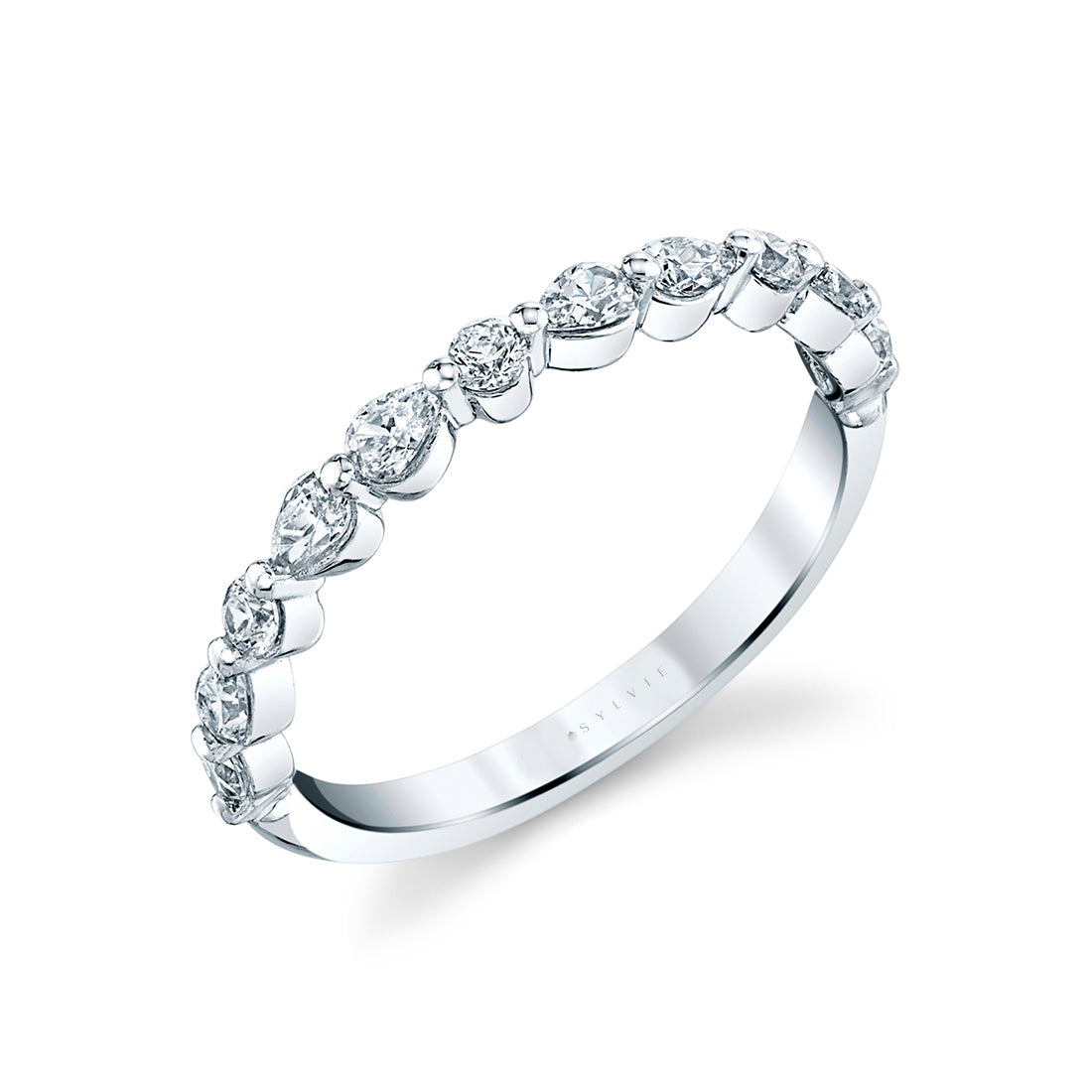 Alternating Pear and Round Cut Wedding Band