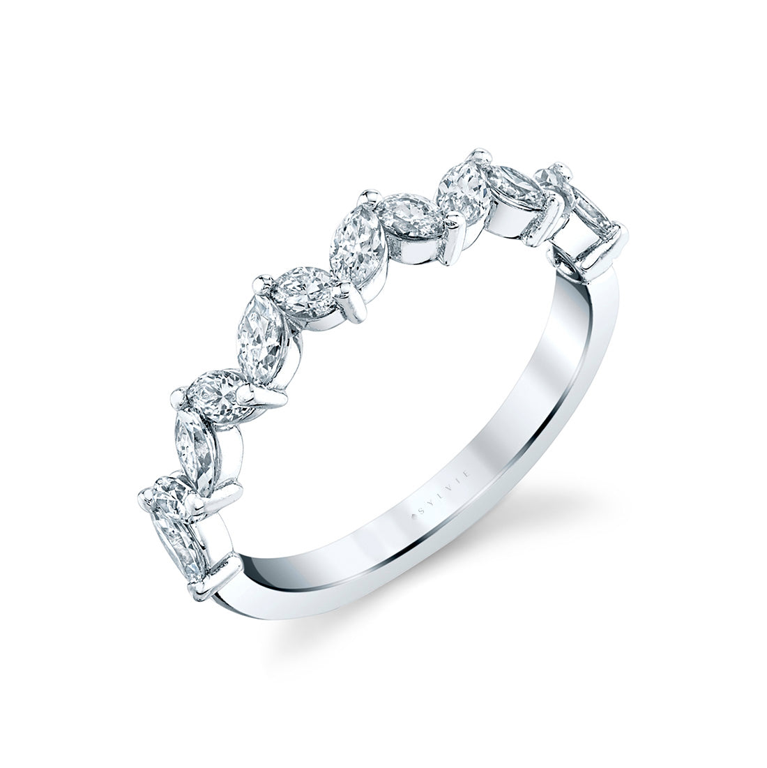 Angled Marquis Cut Diamond Wedding Band