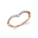 Round Diamond Curved Wedding Band