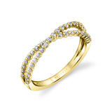 Round Double Diamond Crossover Wedding Ring