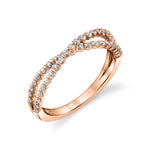 Round Double Diamond Crossover Wedding Ring