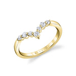 Wide Curved Round Diamond Wedding Band