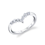 Wide Curved Round Diamond Wedding Band