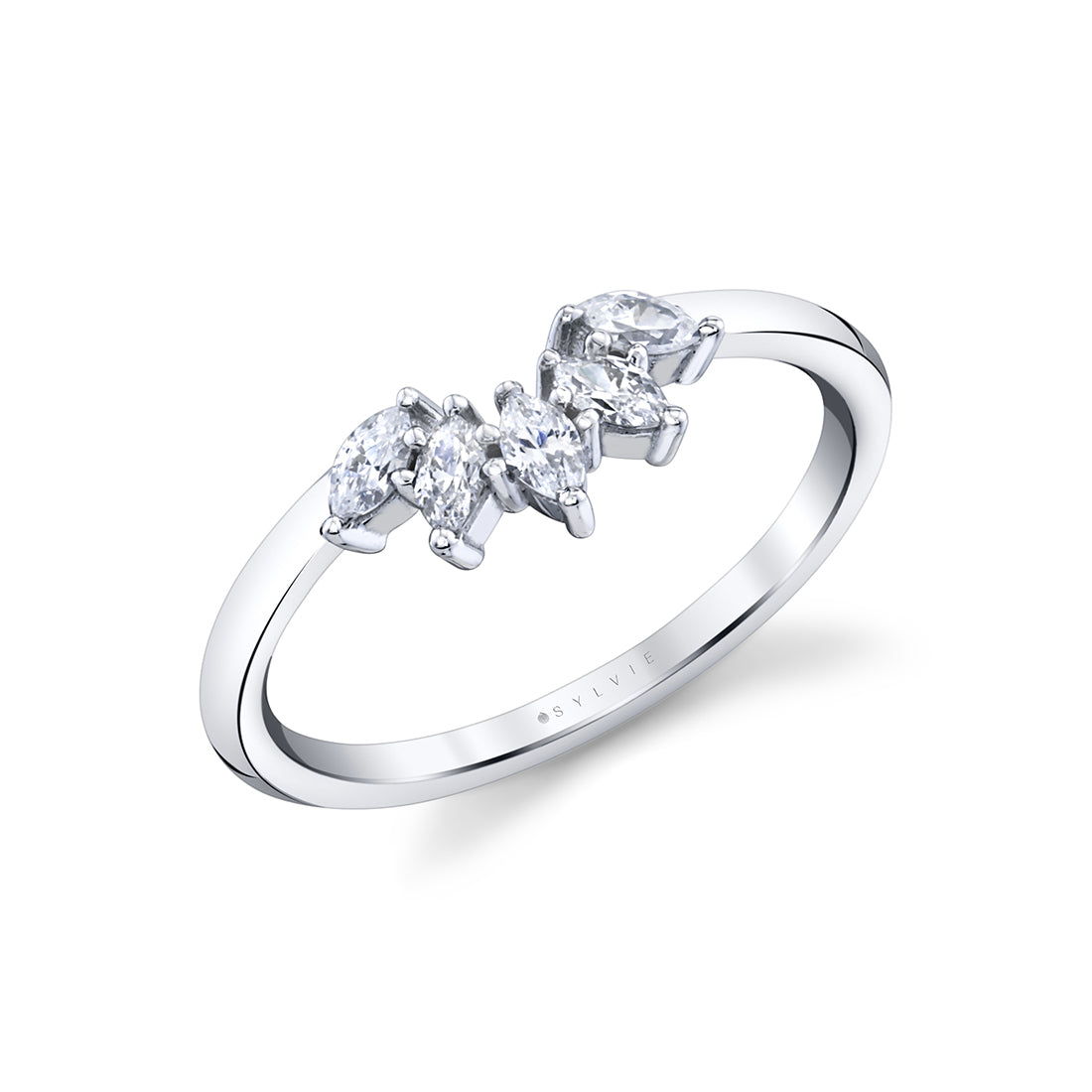 Marquise Curved Wedding Band