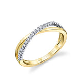 Two Tone Modern Crossover Wedding Band