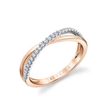 Two Tone Modern Crossover Wedding Band