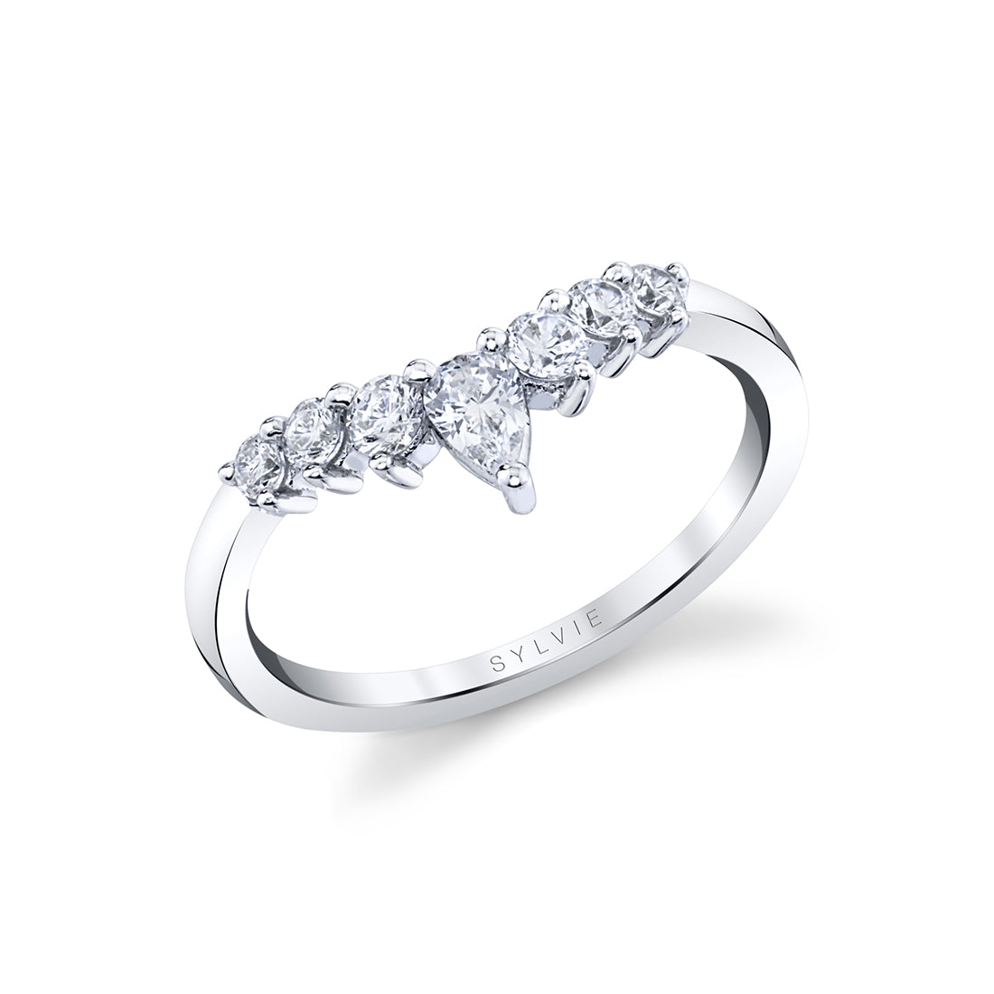 Curved Diamond Wedding Band