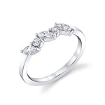 Marquise and Round Slanted Wedding Ring