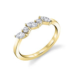 Marquise and Round Slanted Wedding Ring