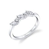 Marquise and Round Slanted Wedding Ring