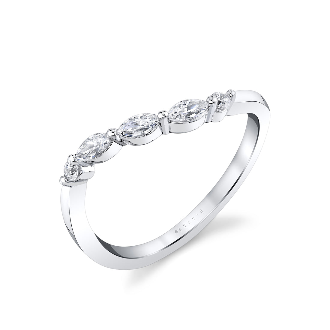 Marquise and Round Curved Wedding Ring