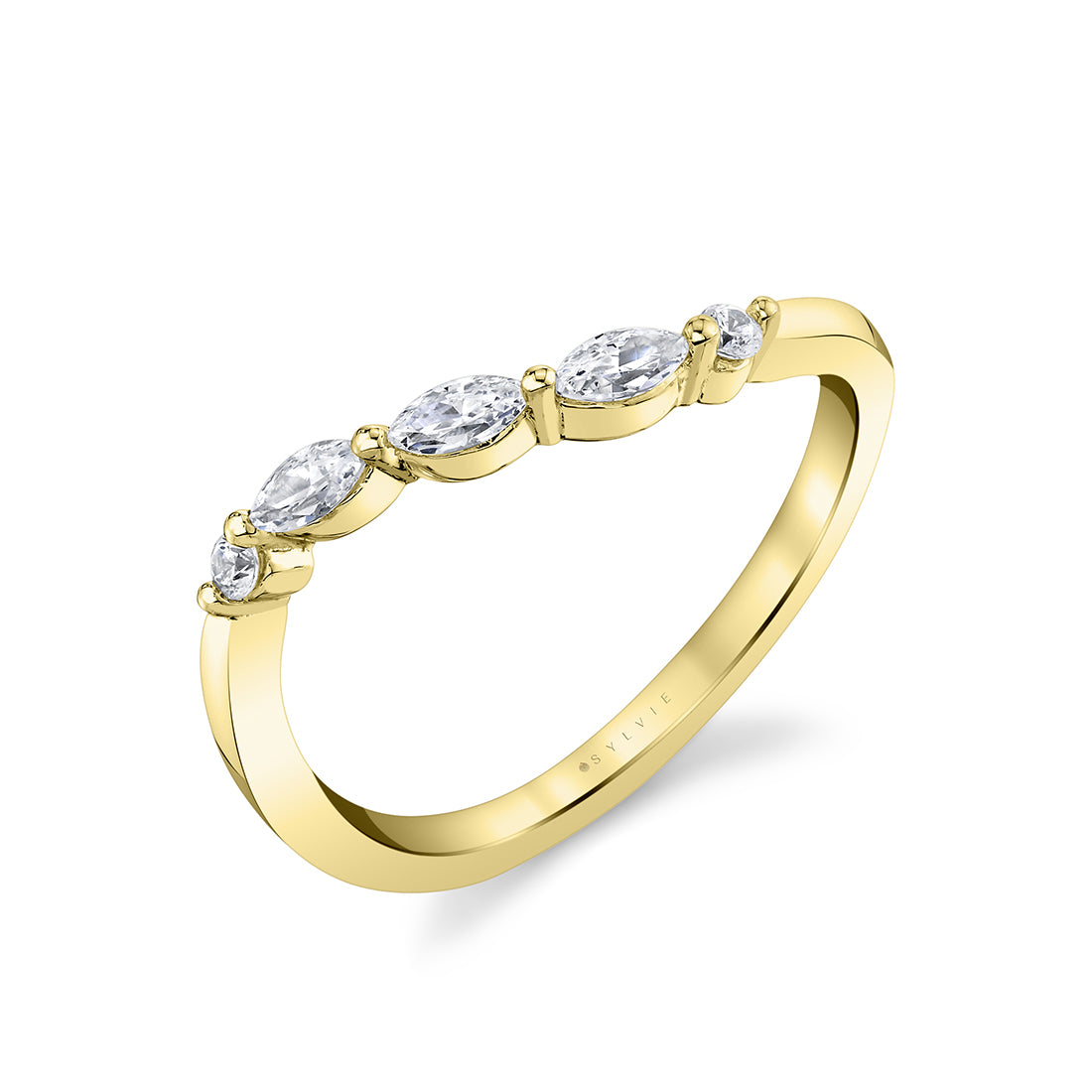 Marquise and Round Curved Wedding Ring