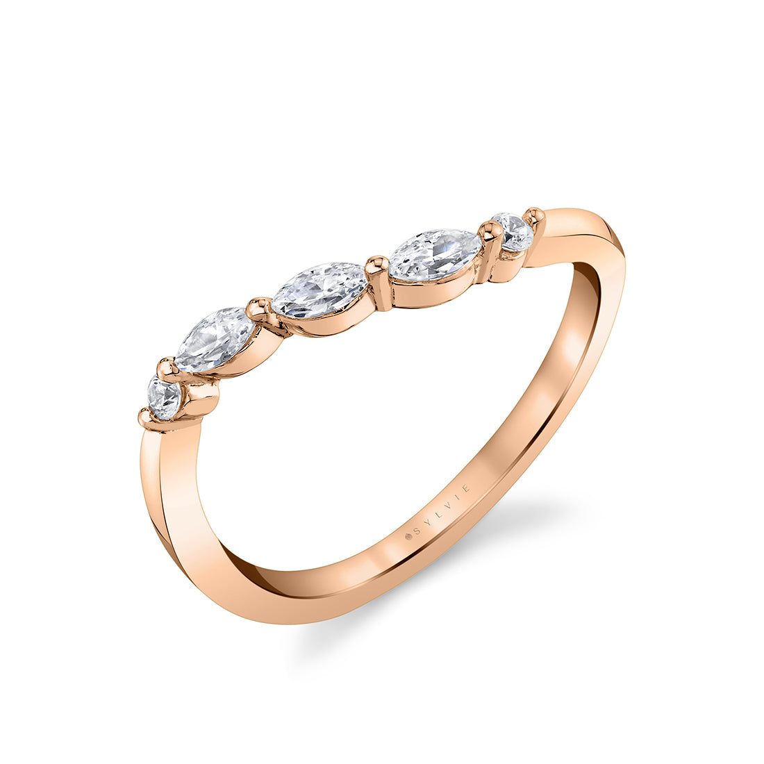 Marquise and Round Curved Wedding Ring