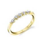 Round and Marquise Curved Diamond Wedding Ring