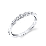 Round and Marquise Curved Diamond Wedding Ring