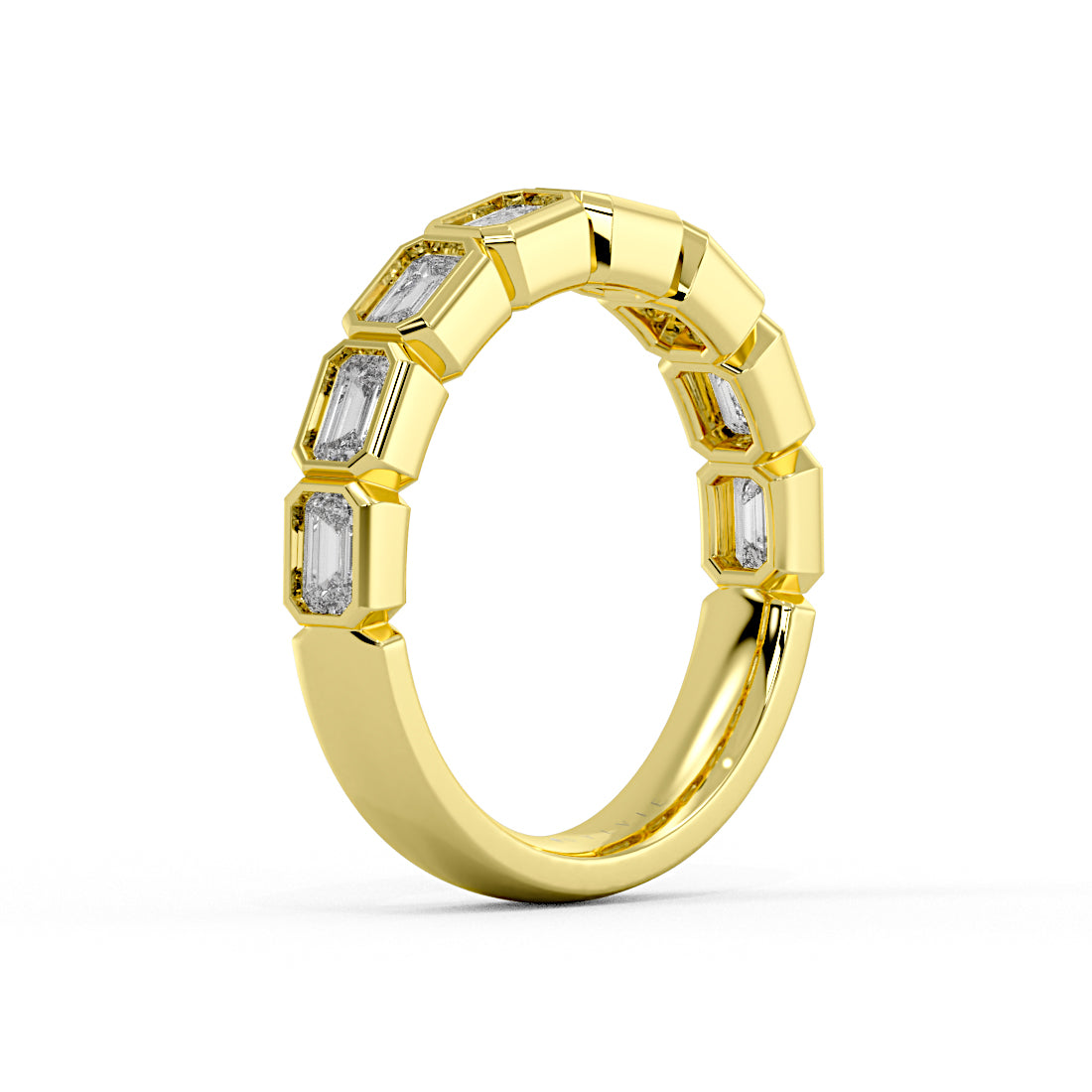 Emerald Shaped Bezel Wedding Ring - 1.20 CT