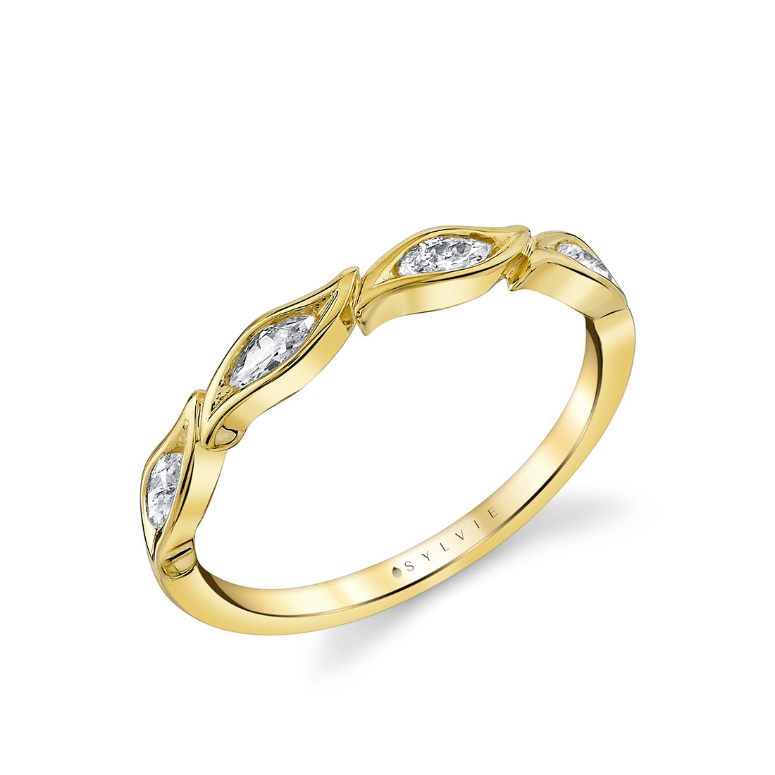 Tulira Leaf Marquise Diamond Wedding Ring