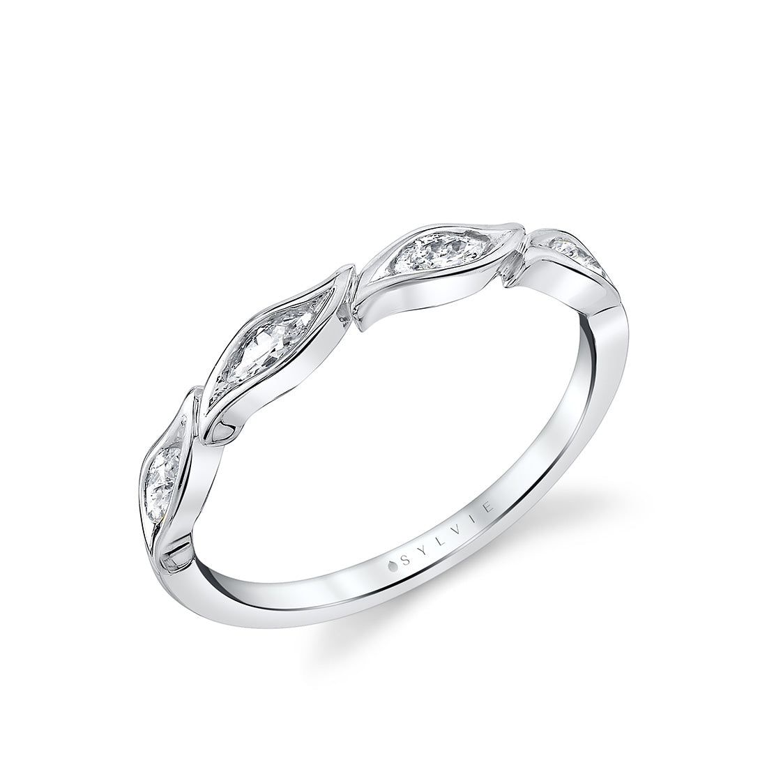 Tulira Leaf Marquise Diamond Wedding Ring