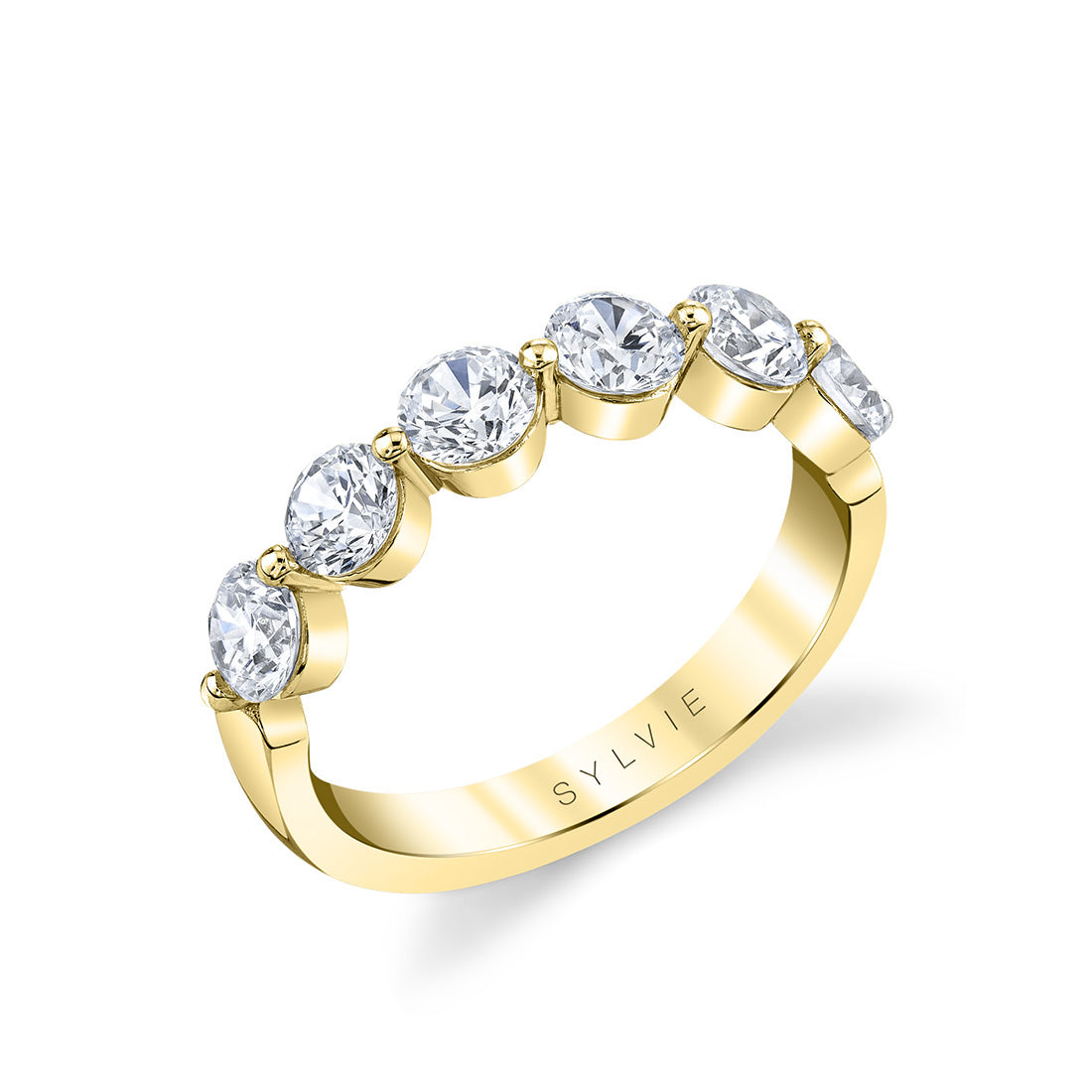 Thick Shared Prong Wedding Band