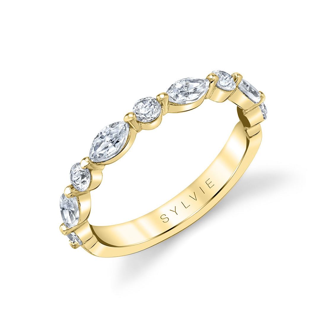 Marquise Wedding Band with Shared Prongs