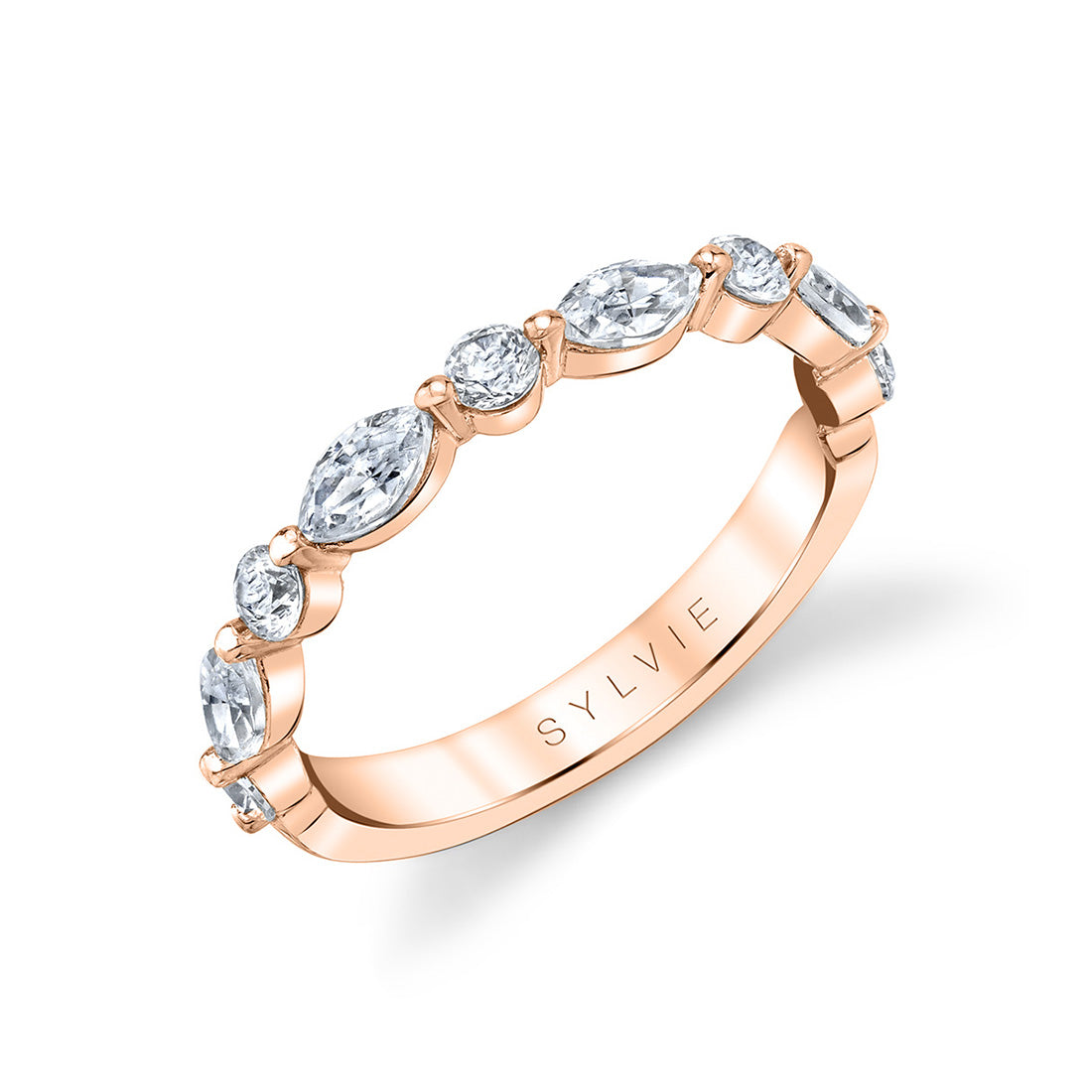 Marquise Wedding Band with Shared Prongs