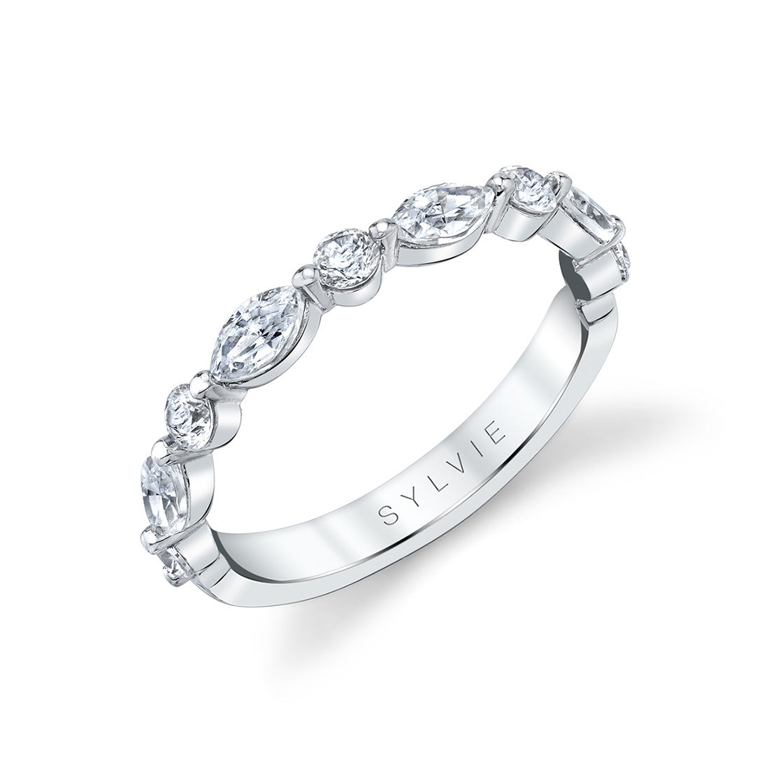 Marquise Wedding Band with Shared Prongs