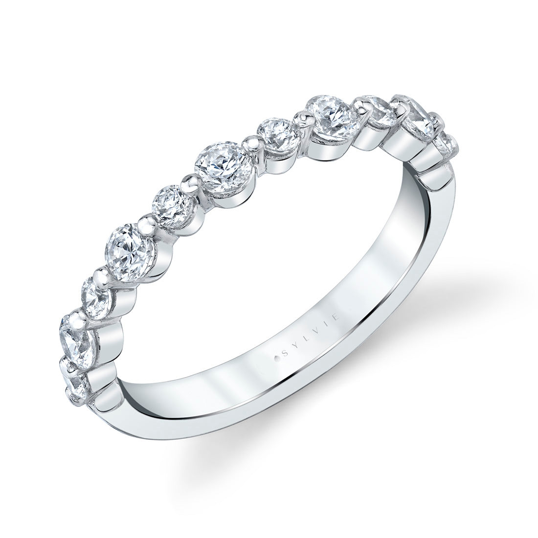 Round Cut Diamond Bubble Wedding Band
