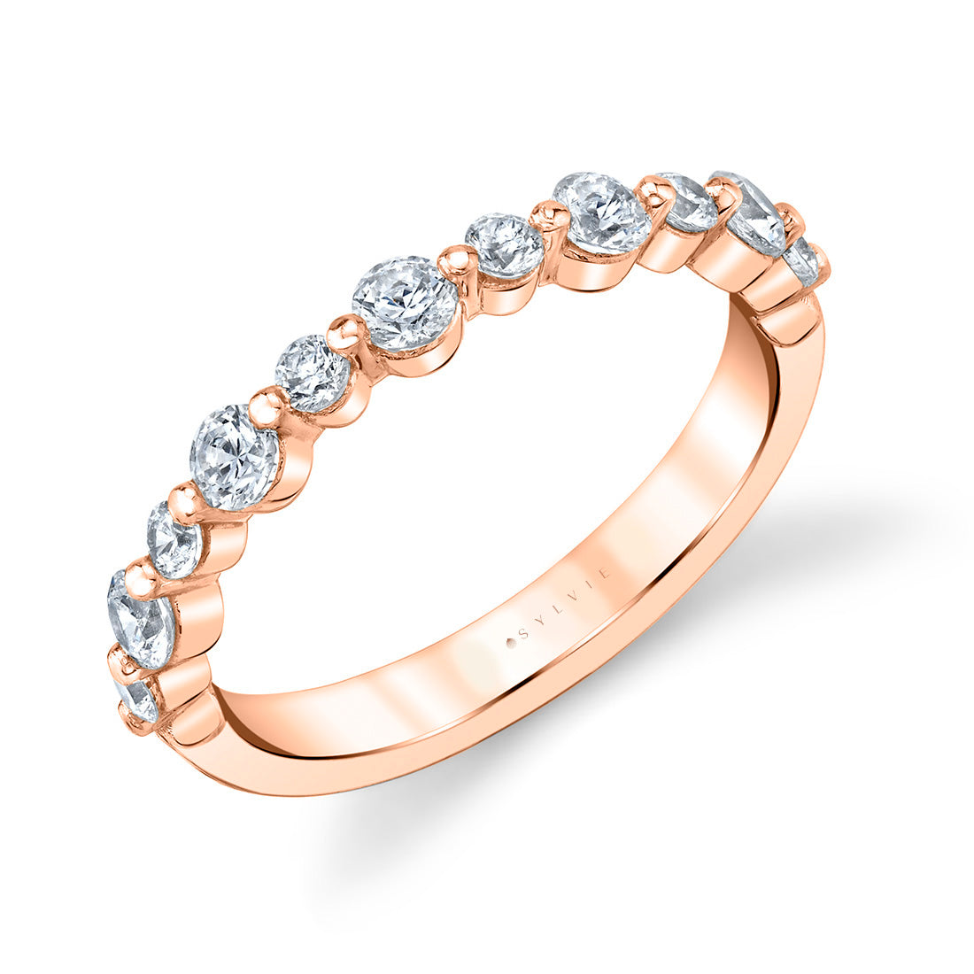 Round Cut Diamond Bubble Wedding Band