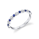 Classic 1 Prong Wedding Band Alternating Sapphires