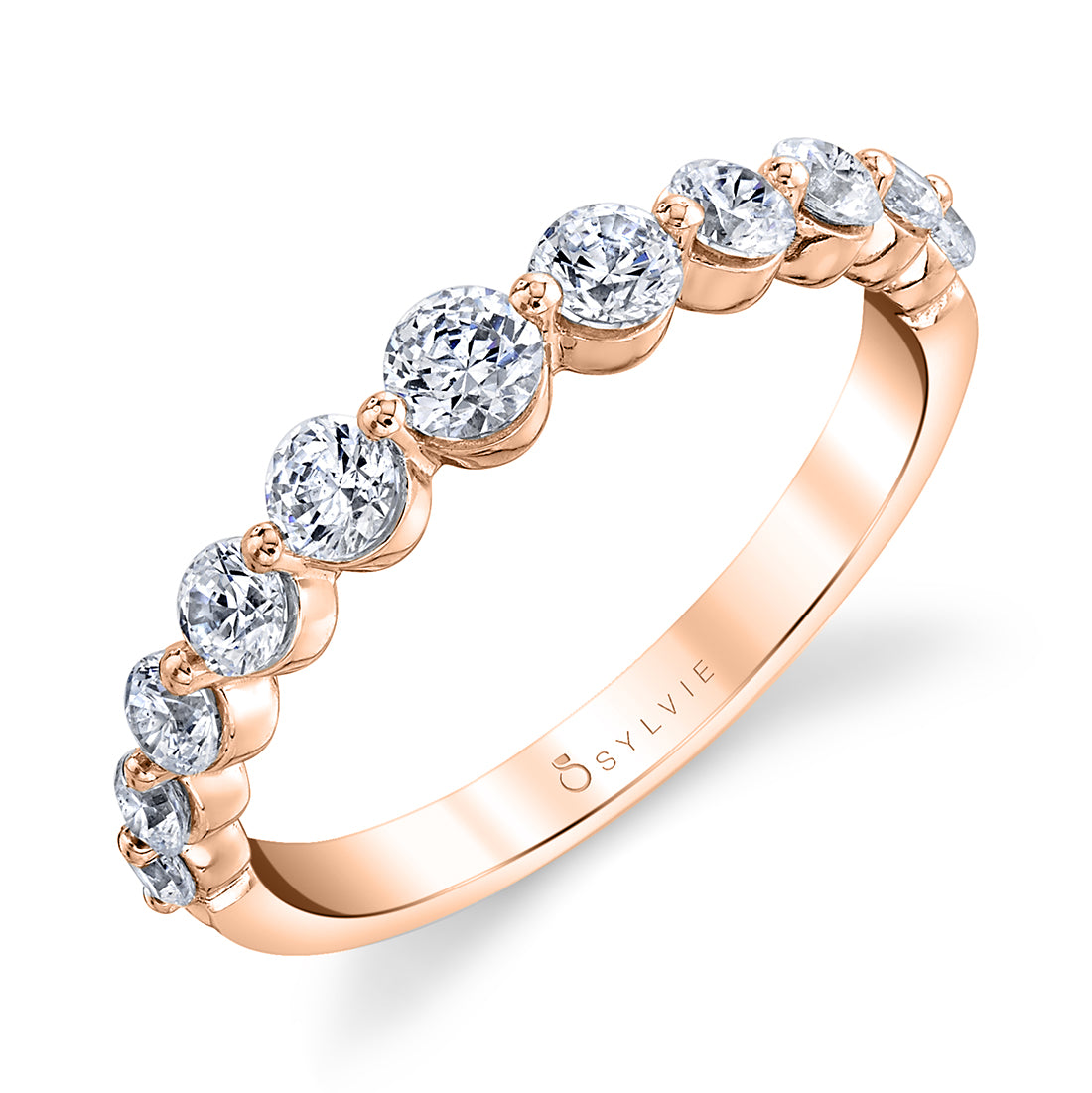 Classic 1 Prong Wedding Band-0.75 GRADUATED