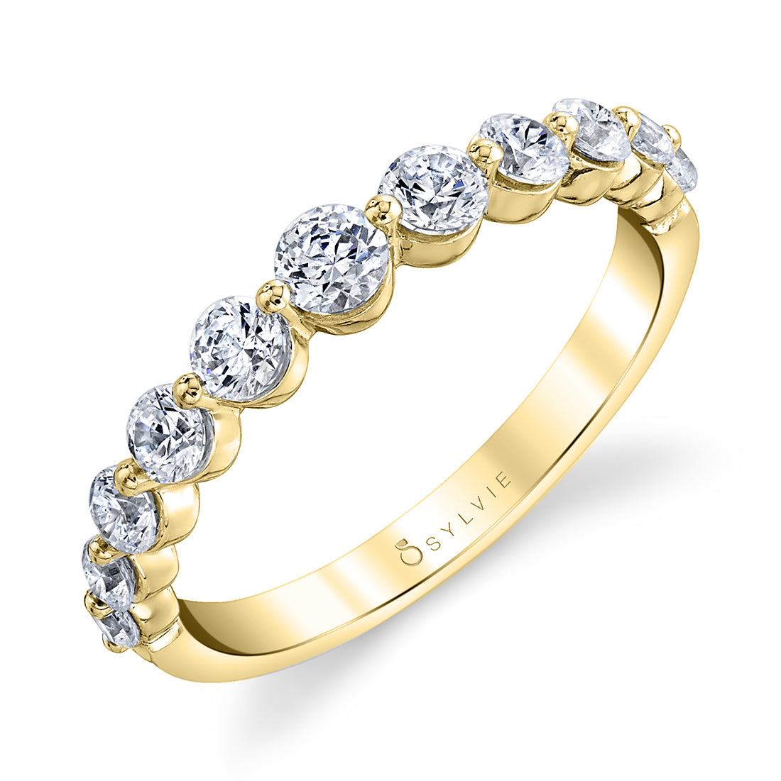 Classic 1 Prong Wedding Band-0.75 GRADUATED
