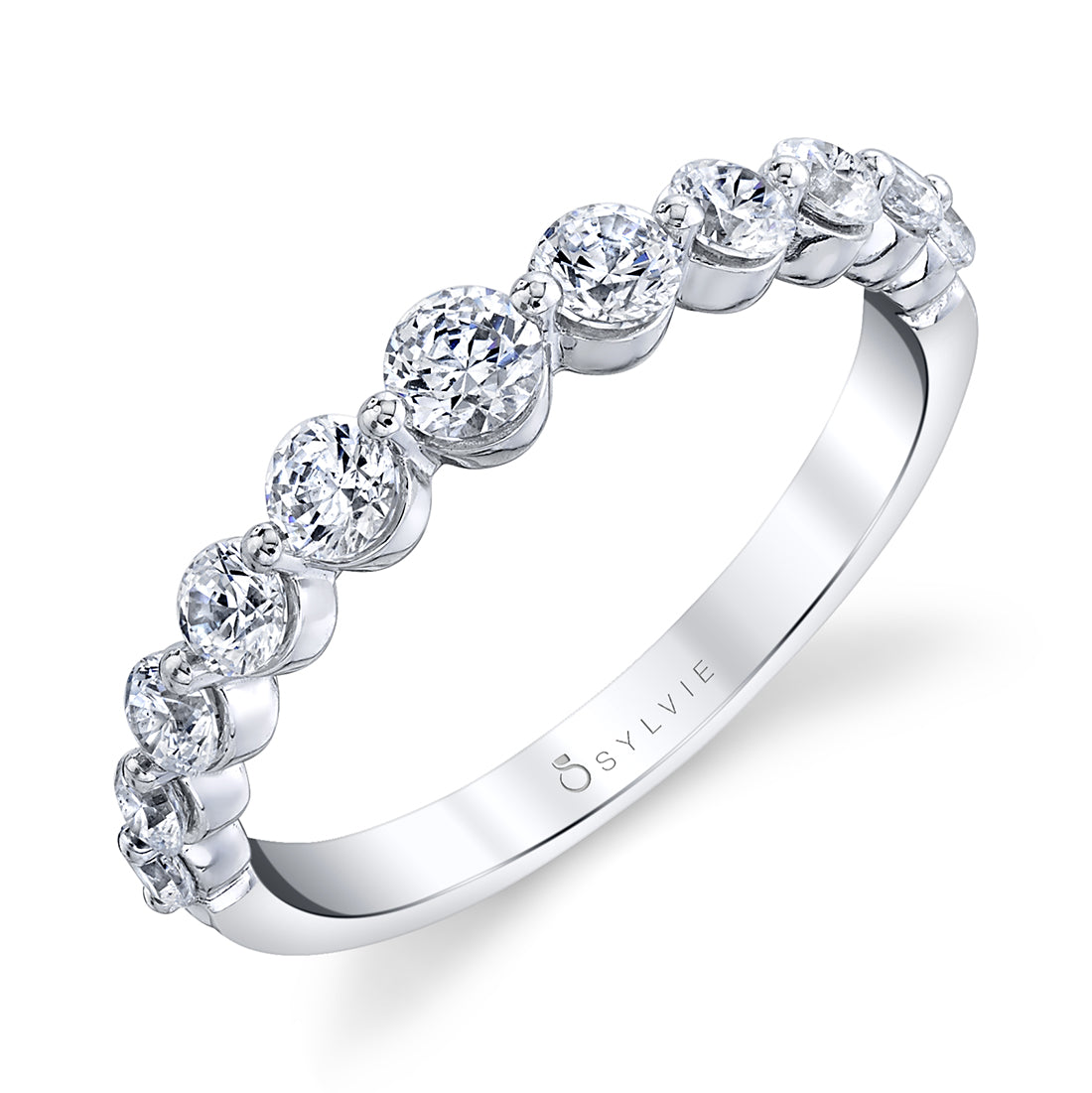 Classic 1 Prong Wedding Band-0.75 GRADUATED