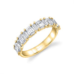 Alternating Emerald and Baguette Diamond Wedding Ring