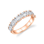 Alternating Emerald and Baguette Diamond Wedding Ring