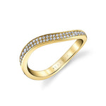 Double Row Diamond Curved Wedding Ring