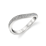 Double Row Diamond Curved Wedding Ring