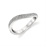 Double Row Diamond Curved Wedding Ring