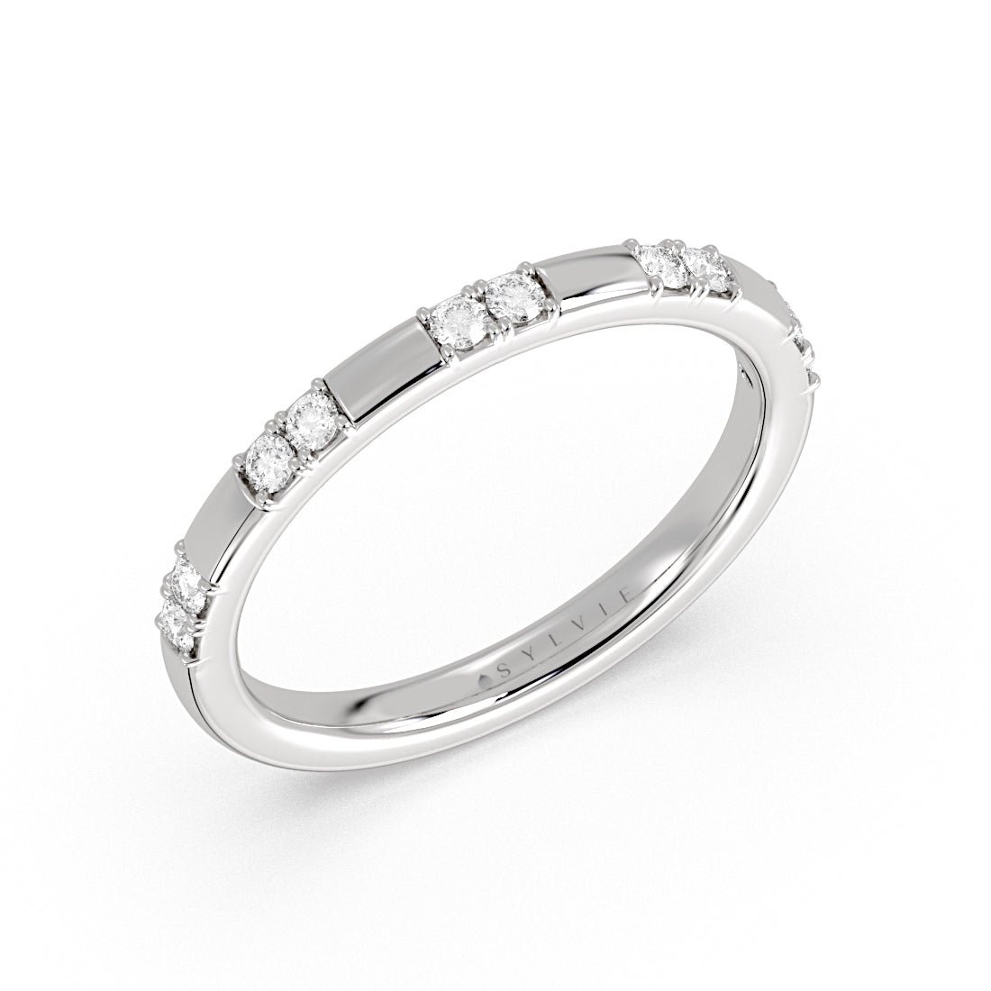 Flush Set Diamond Duo Wedding Ring