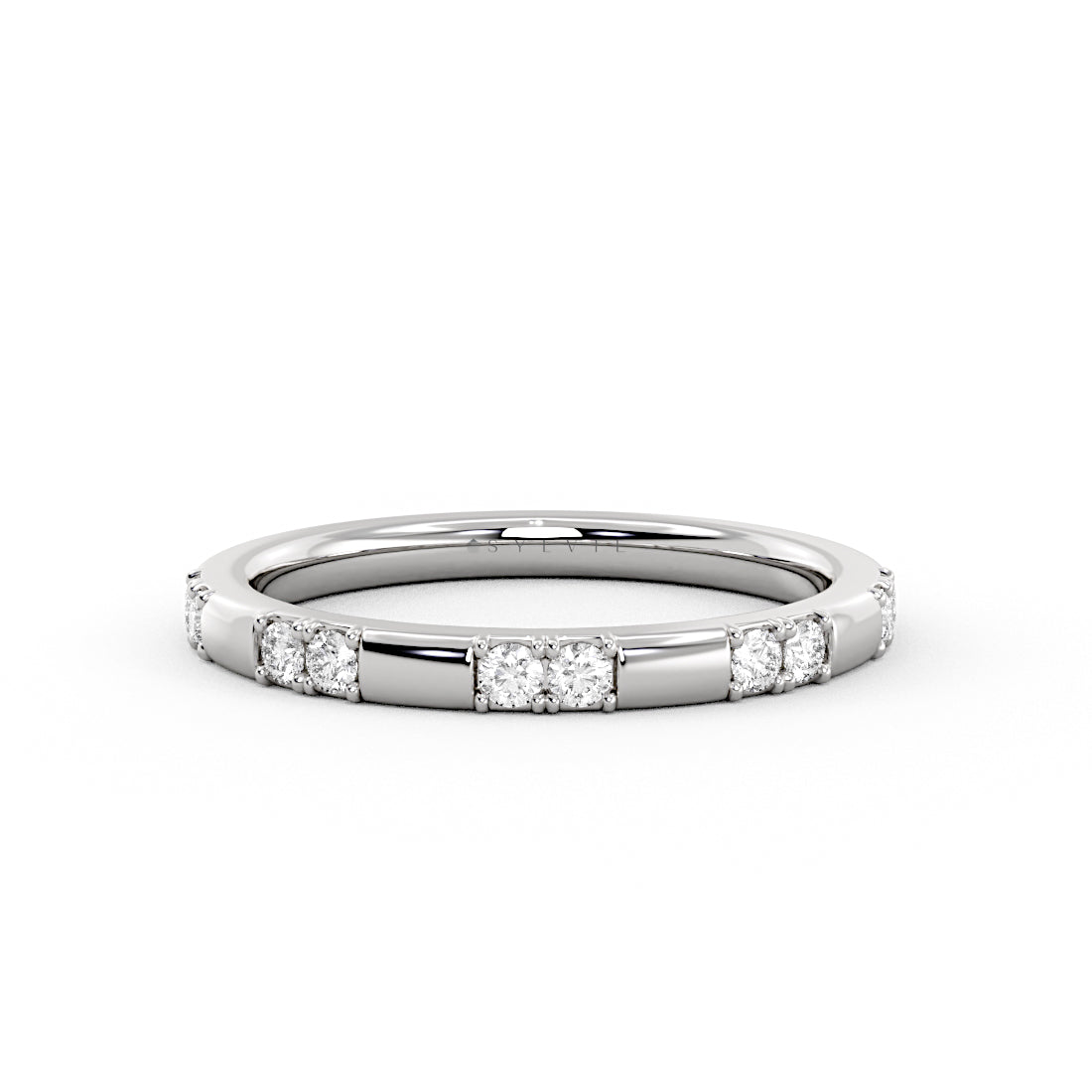 Flush Set Diamond Duo Wedding Ring