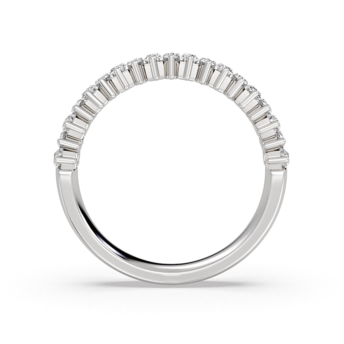 Alternating Baguette and Round Diamond Wedding Ring