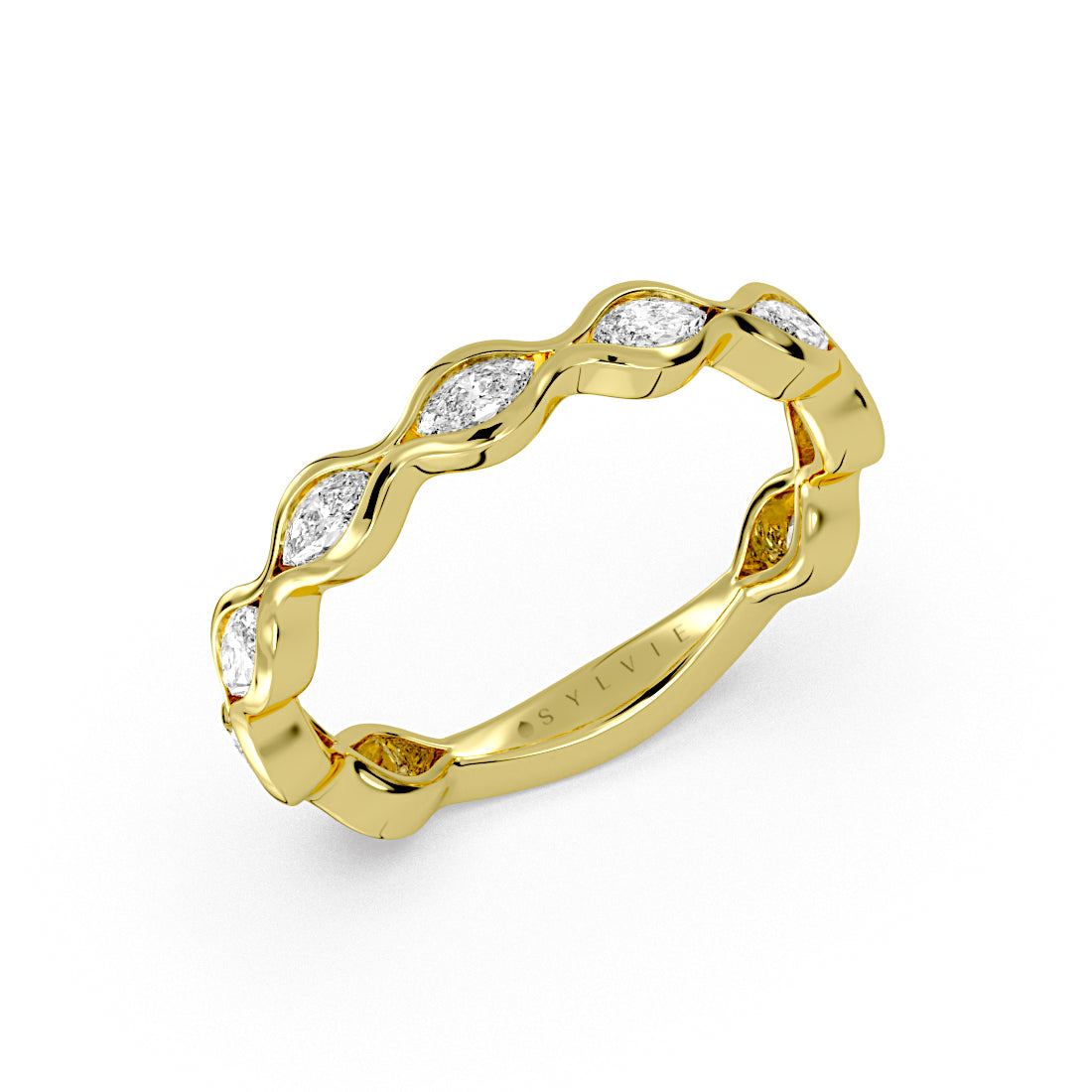 Bezel Set Marquise Diamond Wedding Ring