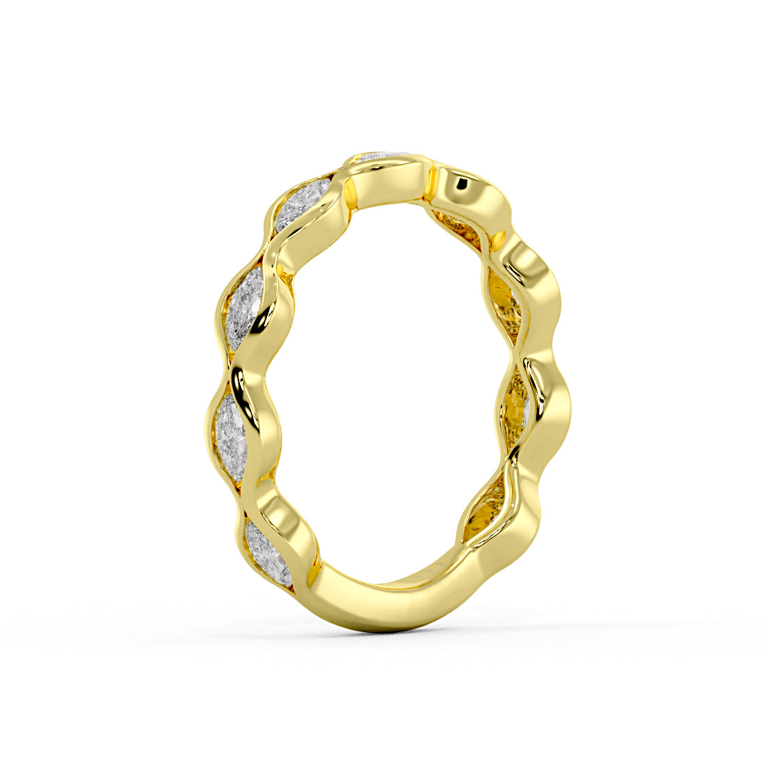 Bezel Set Marquise Diamond Wedding Ring
