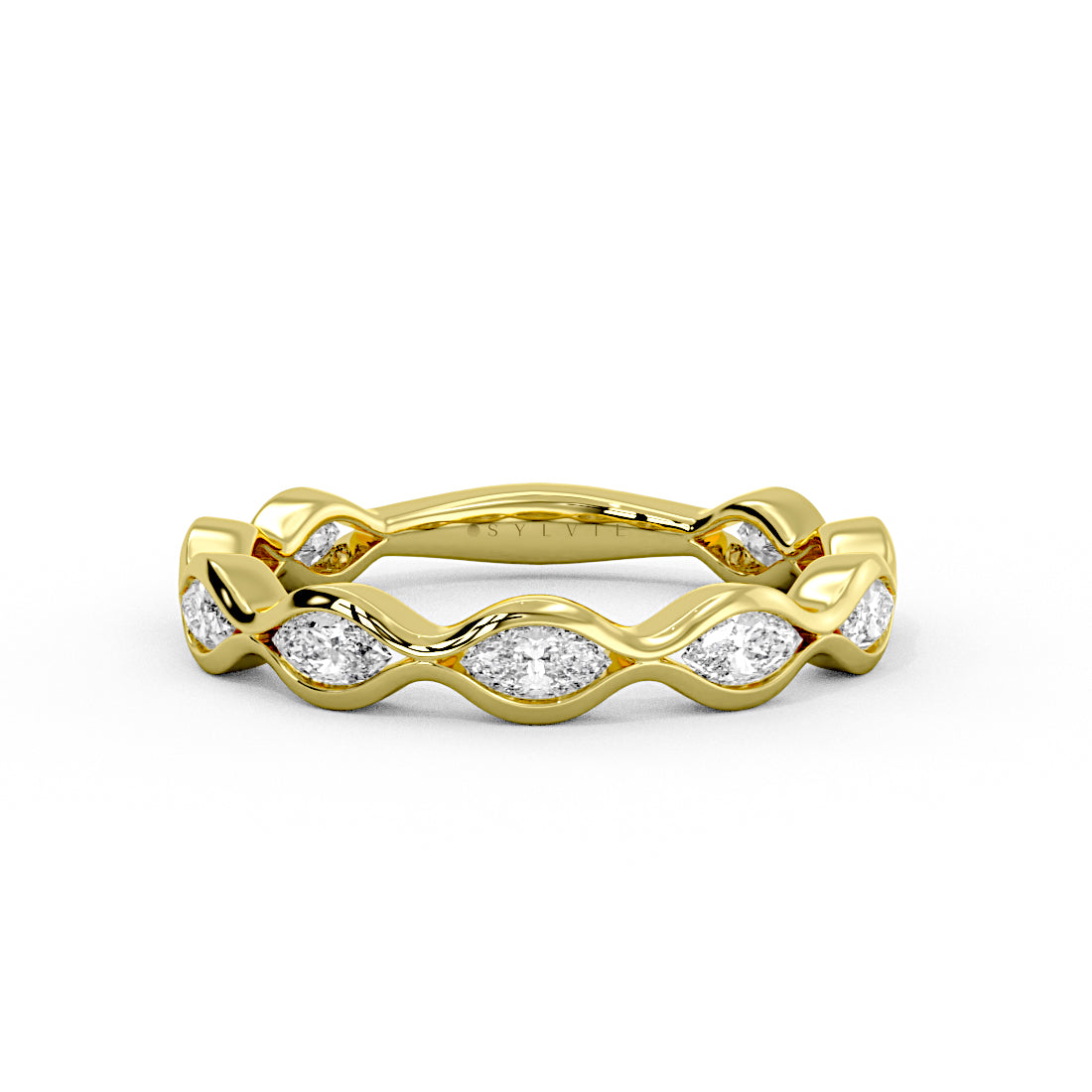 Bezel Set Marquise Diamond Wedding Ring