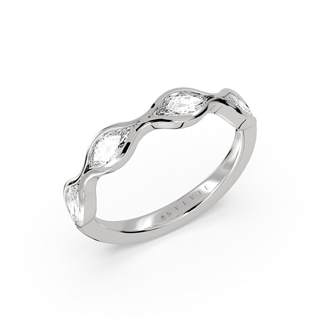 Bezel Set Marquise Diamond Wedding Ring