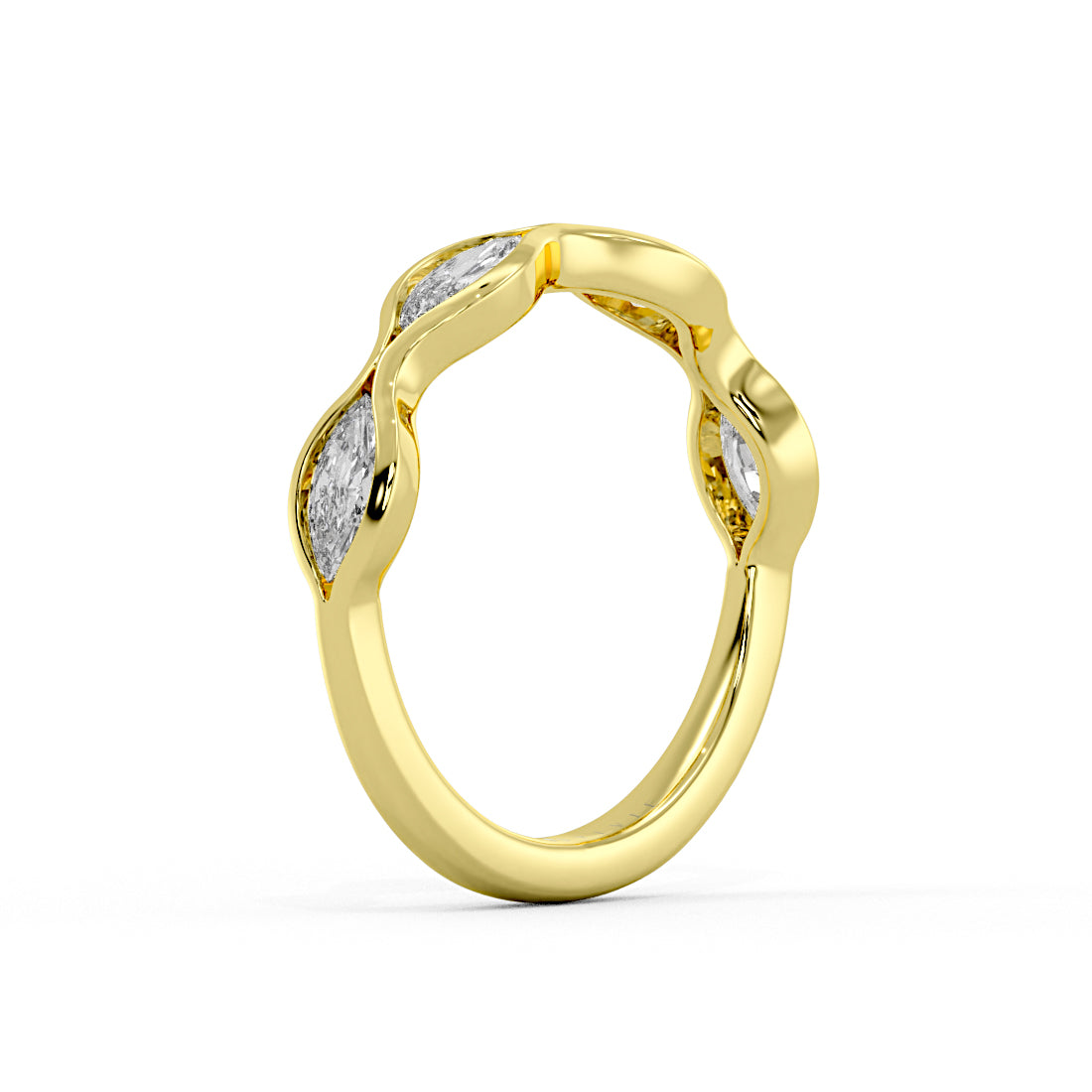 Bezel Set Marquise Diamond Wedding Ring