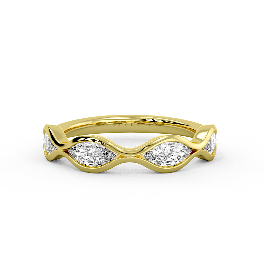Bezel Set Marquise Diamond Wedding Ring