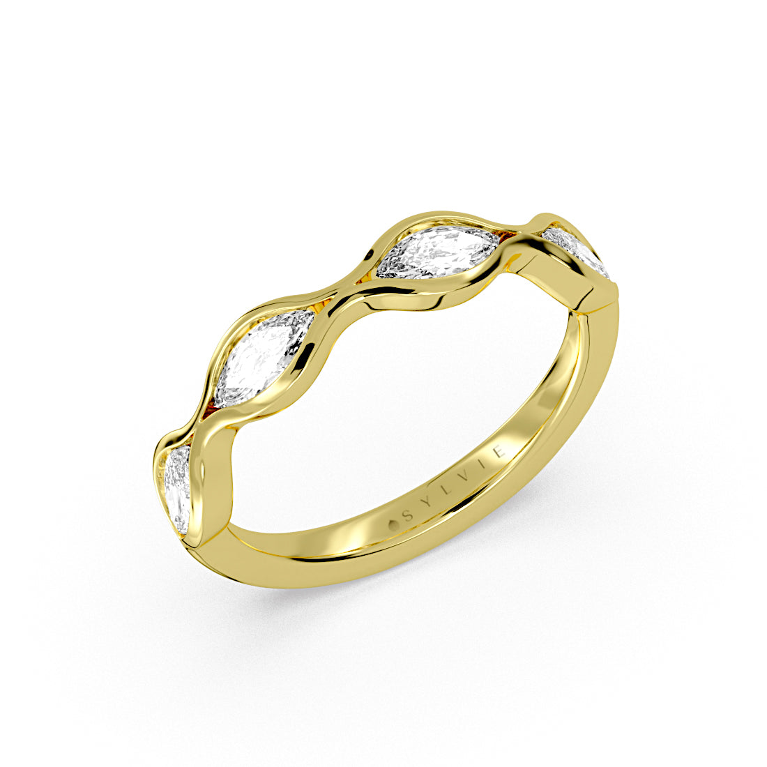 Bezel Set Marquise Diamond Wedding Ring