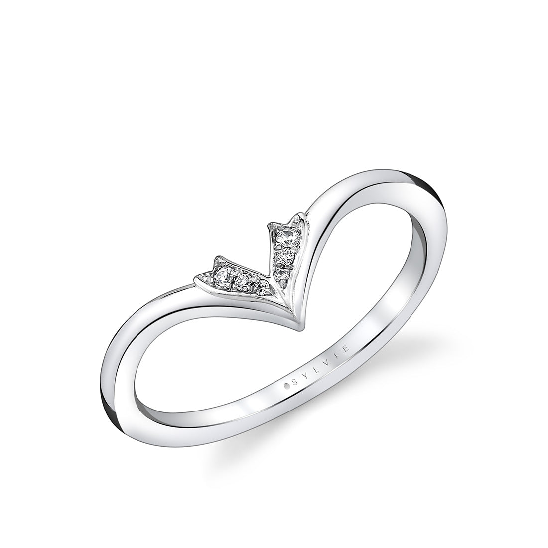 Tulira Diamond Leaf Curved Wedding Ring